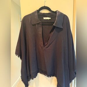 Millibon Black V-Neck Poncho Tunic